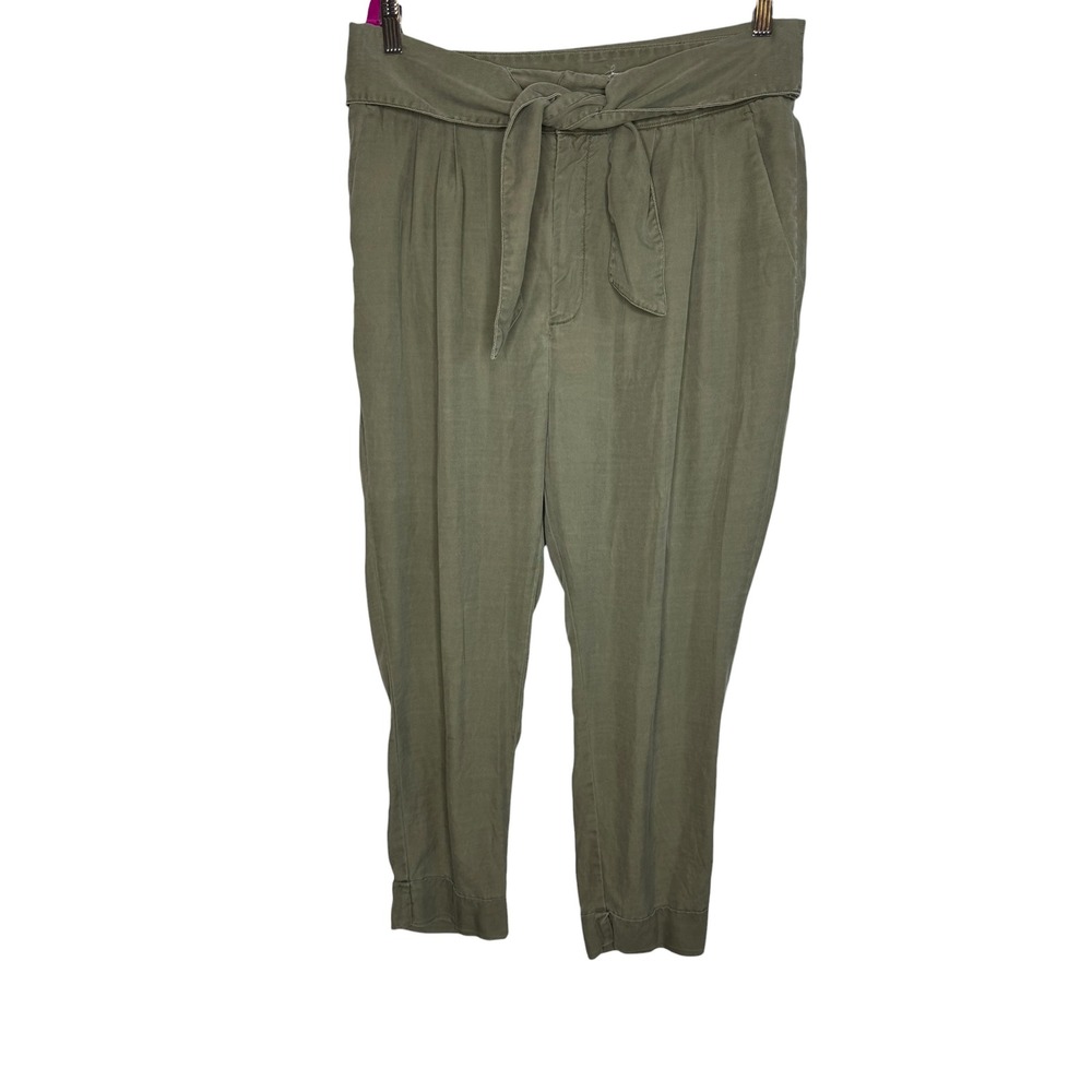 Cartonnier Anthropologie Olive Green Paperbag Tie‎ Waist Tapered Pants Womens 14